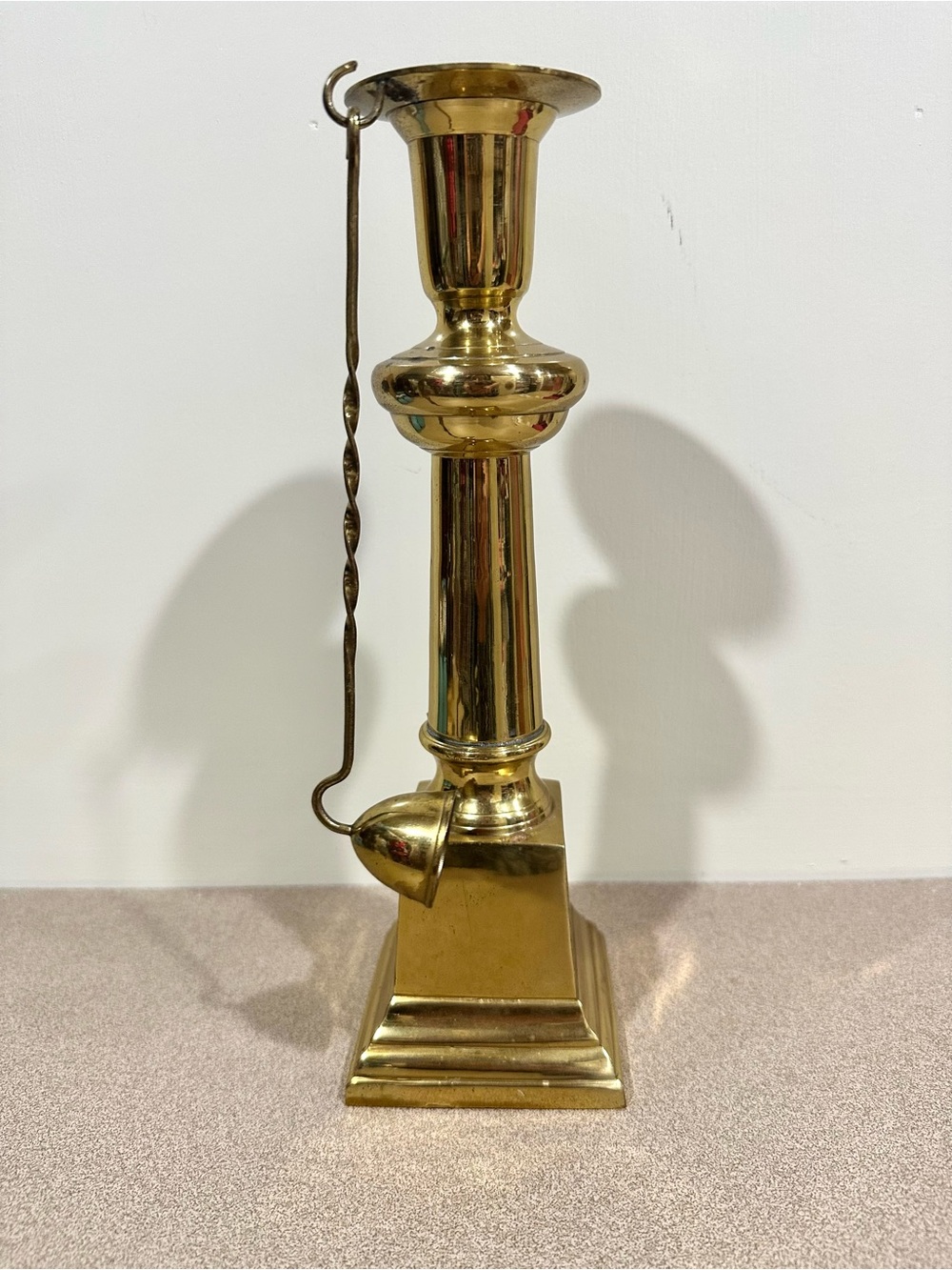 Vintage solid brass candlestick with snuffer